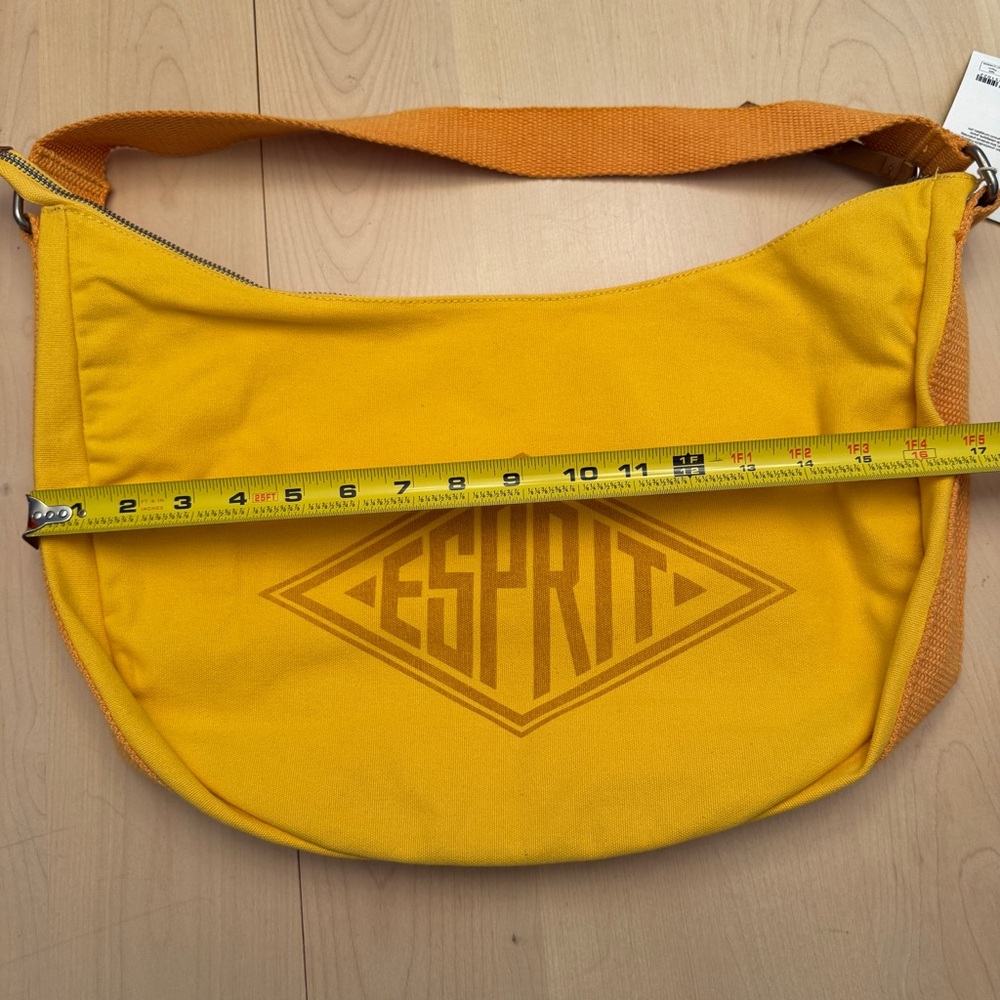 ESPRIT Yellow Logo Canvas Hobo Bag NWT - Picture 3 of 8